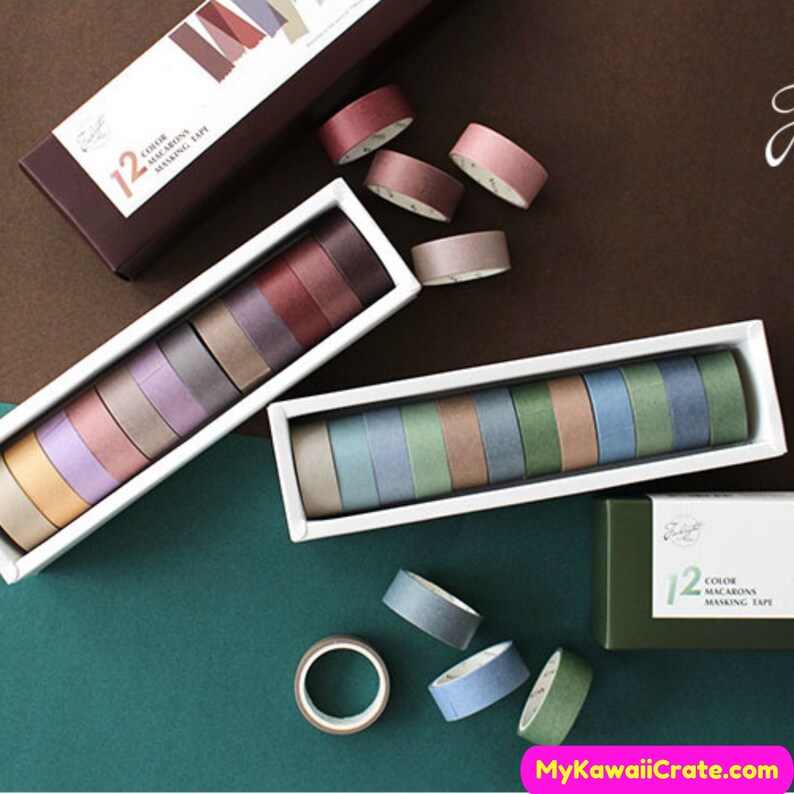 Solid Colors Write On Washi Tape Set 12 Pc Pack Masking Etsy