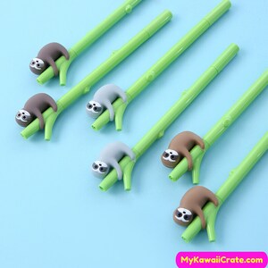 Kawaii Tree Sloth Gel Pen Set Cute Pens, Sloth Pen, Animal Stationery, Planner Pen, School Supplies, Novelty Writing Supplies Student Gift image 9