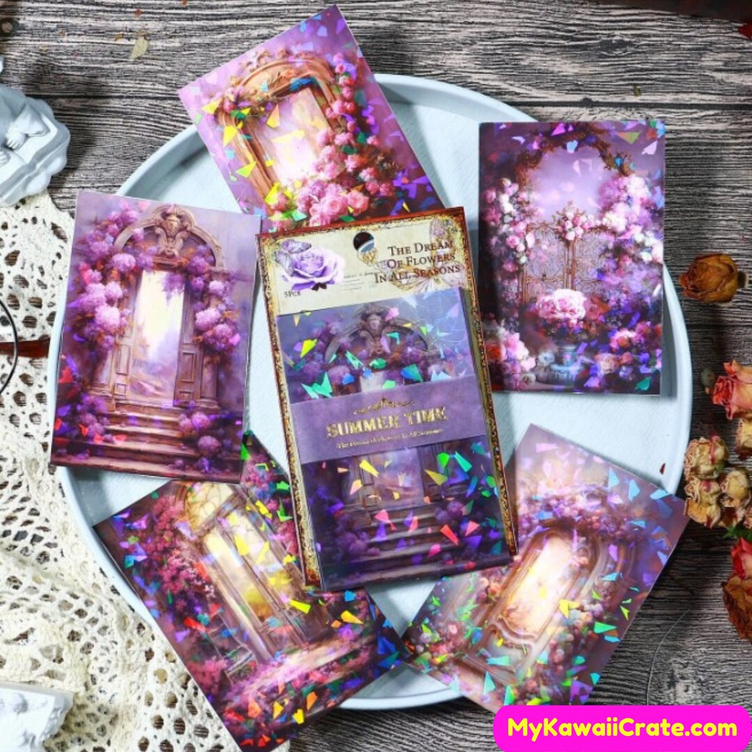 Fantasy Flowers Ice Crystal Decorative Stickers 5 Pc Set Etsy