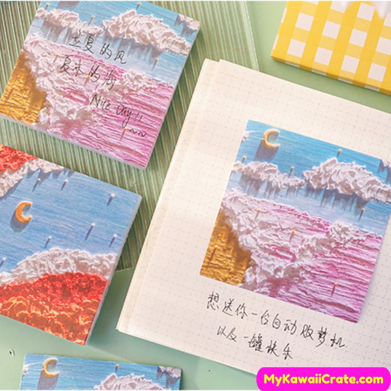 Kawaii Oil Painting Style Memo 80 Sheets Block Cute Memo | Etsy