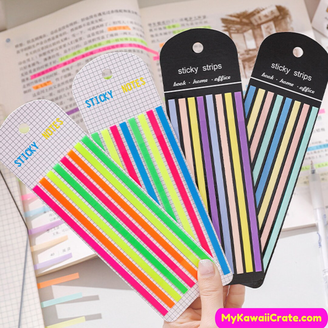 Colorful Translucent Slim Highlighter Sticky Strips 160 Sheets Etsy