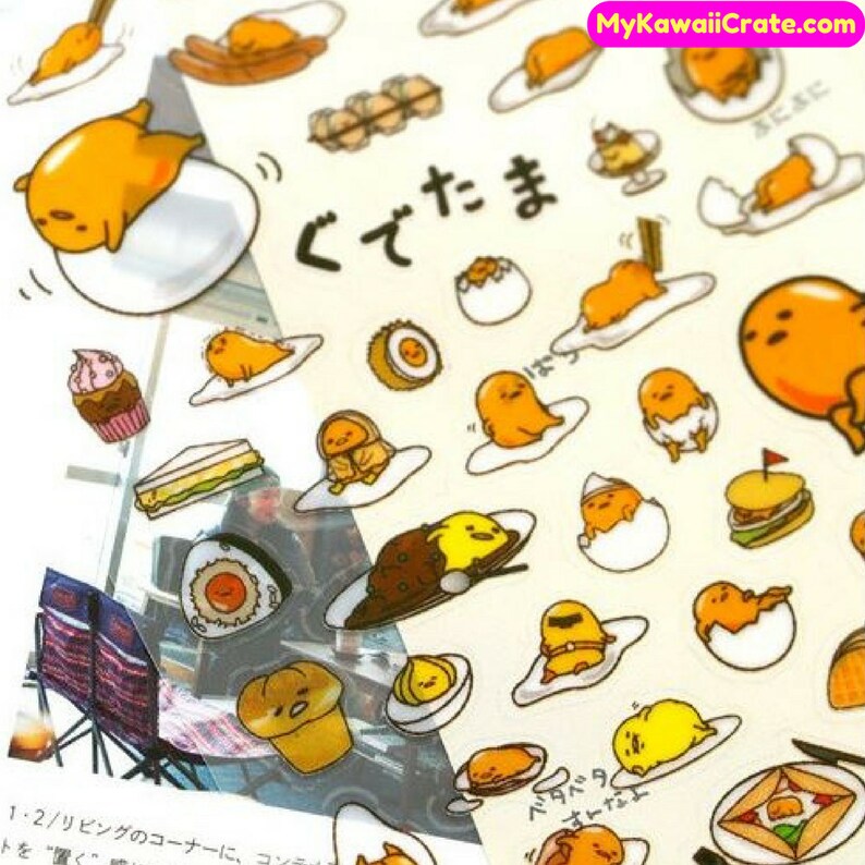 Japanese Cartoon Gudetama Lazy Egg Stickers Kawaii Sticker | Etsy
