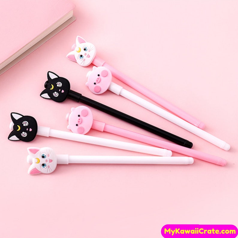 Japanese Manga Sailor Moon Pen Cute Sailor Moon Luna Artemis Kitty Cats Gel Pen