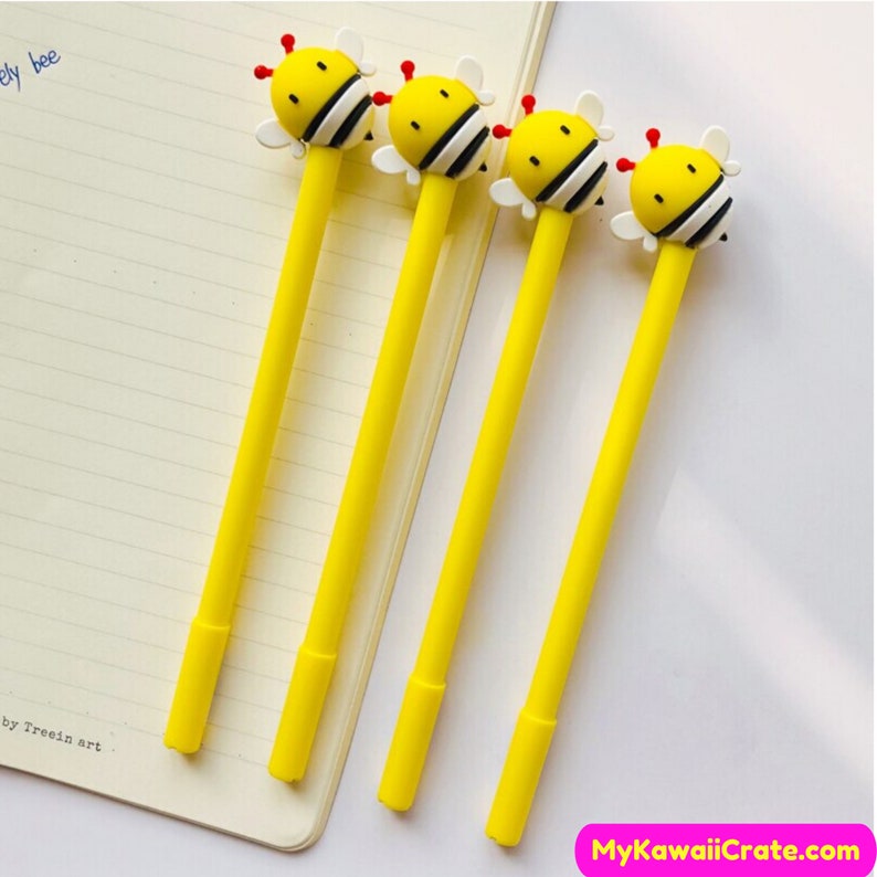 2 Pc Sweet Bumblebee Gel Pens Cute Honey Bee Pens Bee Etsy