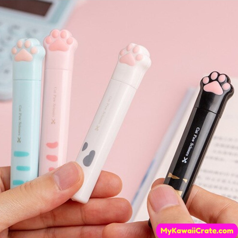 Kawaii Cat Paw Scissors With Protective Case Stainless Steel Etsy