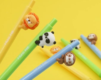 3er Set Kawaii Loving Animals Gelstifte ~ Niedliche Löwe Panda Faultier Stifte, Planer Journal Signature Pen, Feine Spitze ausziehbarer Pen, Geschenk Stift Set
