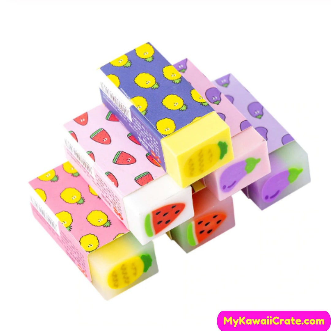Kawaii Fresh Fruit Eraser Cute Pencil Eraser, Rubber Erasers, School