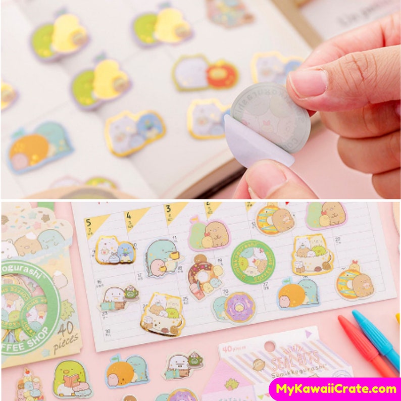 DIY Decorative Junk Journal Planner Fun Stickers Cute Stickers Cute Japanese Cartoon Seal Bits Stickers 40 Pc Pack ~ Kawaii Sticker Set
