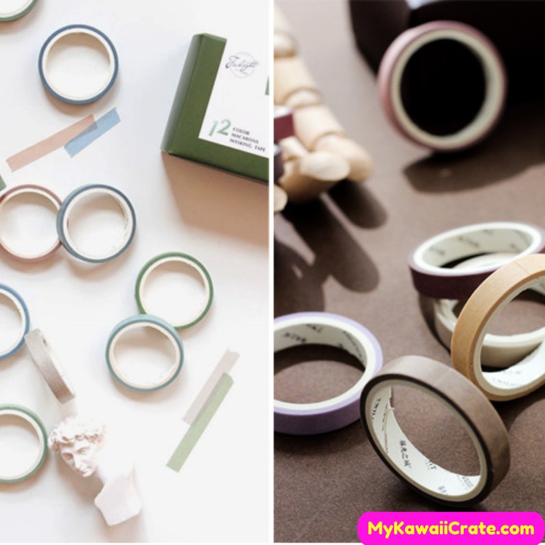 Solid Colors Write On Washi Tape Set 12 Pc Pack Masking Etsy
