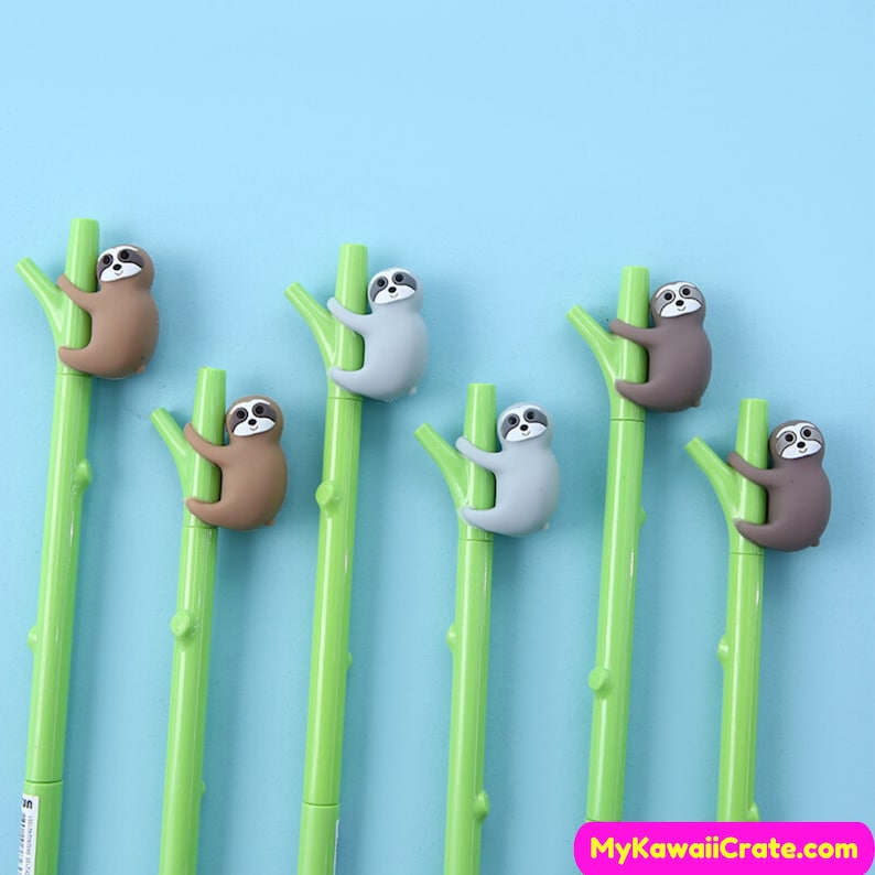 Kawaii Tree Sloth Gel Pen Set Cute Pens, Sloth Pen, Animal Stationery, Planner Pen, School Supplies, Novelty Writing Supplies Student Gift image 6