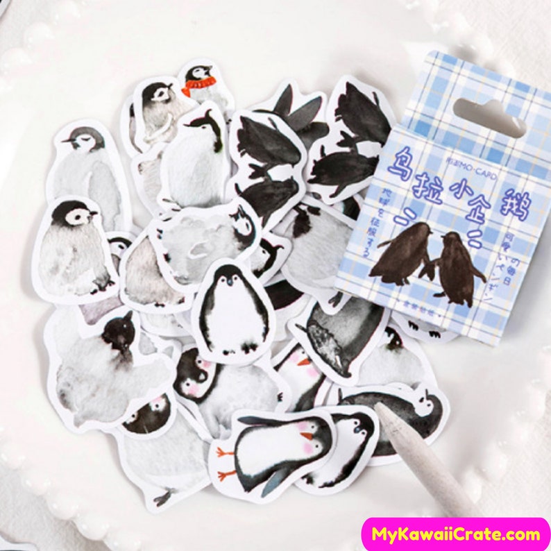 The Life of Antarctic Penguins Stickers 46 Pc Pk ~ Cute Cartoon Penguin Drawings Sticker Set Planner Journal Stickers Cute Animal Stickers