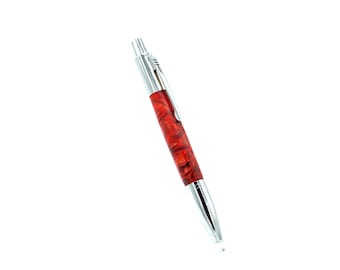 Click ballpoint pen, red, stabilized ash wood