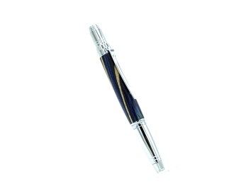 Twist-action ballpoint pen, colored squared wood