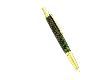 Click ballpoint pen, pine cone colored with green acrylic