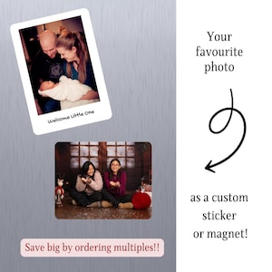 Sticker photo ou aimant personnalisé de forme standard, lot d'autocollants, autocollants famille, aimants photo, autocollant Kindle pour liseuse, autocollant pour bouteille d'eau