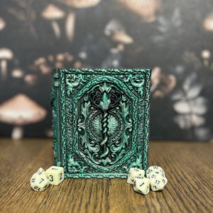Hand Painted Druid Dice Tome, Dice Tray, Miniature Storage, Roleplaying Games, DnD, Keepsake Storage Box, Jewellery Box, Custom Gift