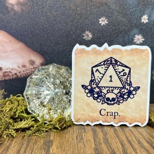 Merde, autocollant Nat 1, aimant, autocollant Kindle de liseuse, autocollant bouteille d'eau, donjons et dragons, cadeau DnD, humour Dnd, Nat1, D20