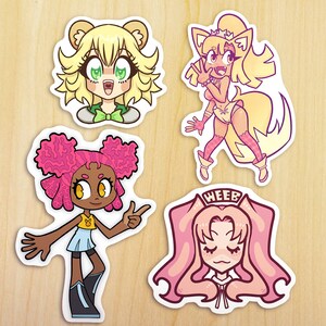 Kawaii Anime Girl Stickers 4 Pack