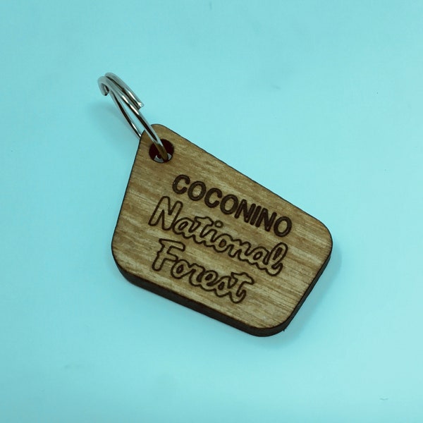 Coconino National Forest Entrance Sign Keychain - Custom Wilderness Flagstaff Sedona Arizona Cathedral Rock Red AZ Hiking Trail Park