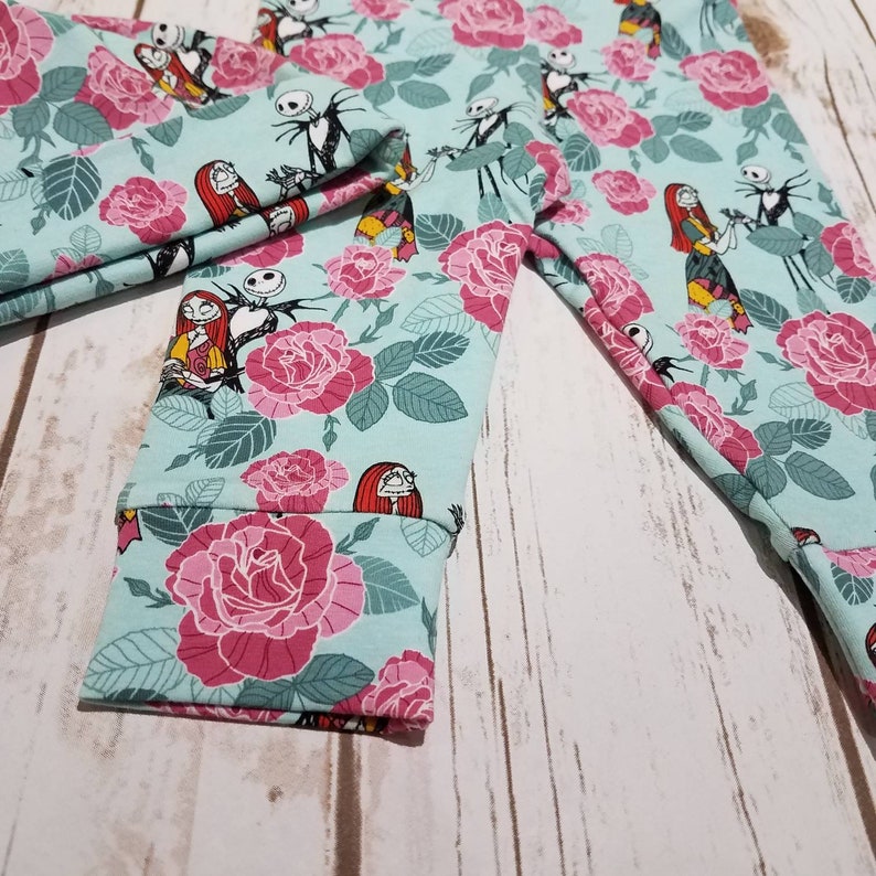 jack /& sally baby beanie newborn sweatpants Nightmare before Christmas Jack and Sally Leggings baby knit harem pants Jack Skellington