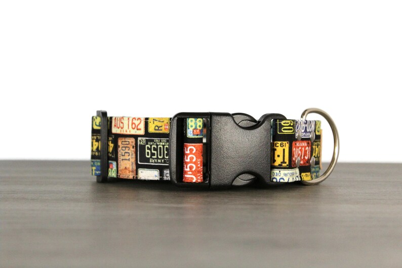 Travel dog collar license plate collar adjustable available Etsy