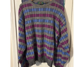Vintage Colors by Alexander Christian Männer XL Gestreifter Baumwolle Wolle Strick Pullover 90er Jahre