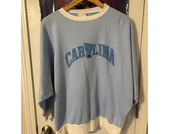 Felpa vintage Cardinal Casuals Carolina blu e bianca con maniche a pipistrello, taglia L
