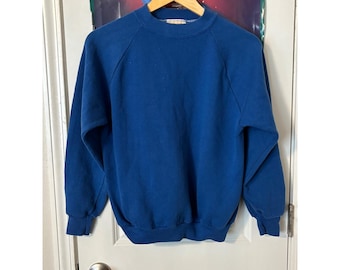 Vintage Sears Activewear Royal Blue Raglan Sweatshirt 70s  Medium Made in USA