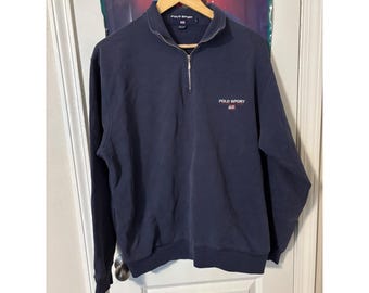 Felpa da uomo Polo Sport Ralph Lauren blu navy con cerniera a un quarto, taglia L