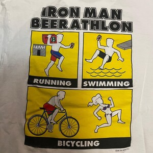 Vintage 1996 Iron Man Beerathlon T-shirt pour homme blanc moyen Joe Blow T's Delta image 5