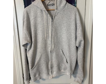 Vintage Lee Heavyweight Zip Up Hoodie Gray Mens Large Made in USA Sweatshirt