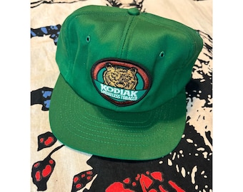vintage Kodiak Smokeless Tobacco Snapback Hat Casquette trucker verte avec logo ours homme