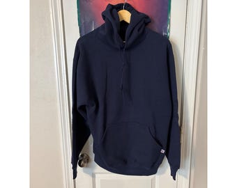 Vintage Russell Athletic hoodie marineblauw gemaakt in de VS grote herensweater jaren 90