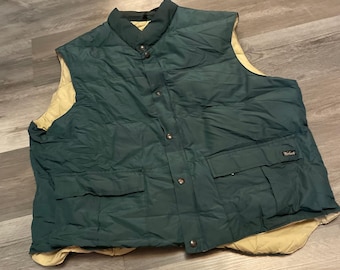 Woolrich Mens 2XL Puffer Vest Forest Green Quilted Snap Front Made in USA