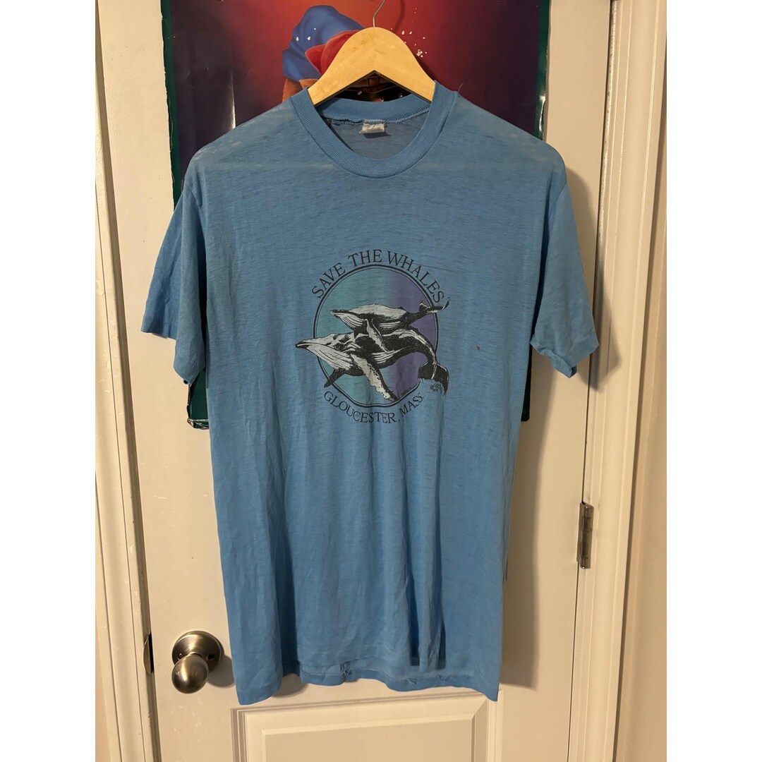 Vintage Save the Whales T-shirt Gloucester Mass Blue Graphic Tee 70s - Etsy