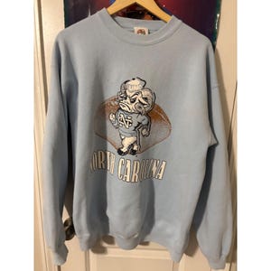 UNC Tar Heels Ram Mascot Sweatshirt Light Blue Vintage Pullover X Large image 7