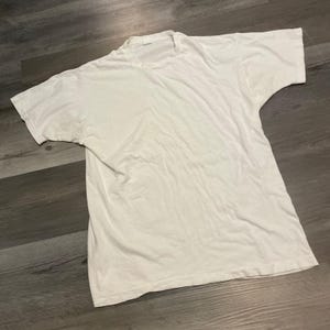 Vintage Single Stitch Blank T-Shirt Mens XL White 90s Cotton Crew Neck Basic