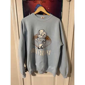 UNC Tar Heels Ram Mascot Sweatshirt Light Blue Vintage Pullover X Large image 1