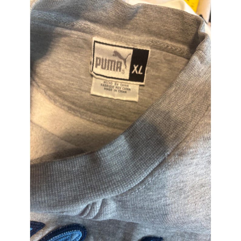 Sudadera vintage Puma North Carolina Tar Heels para hombre, talla XL, gris, bordada UNC imagen 6