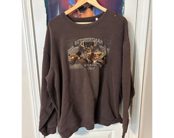 Sudadera Croft & Barrow Outdoorsman con estampado de pato ciervo, color marrón desgastado, talla XL para hombre.
