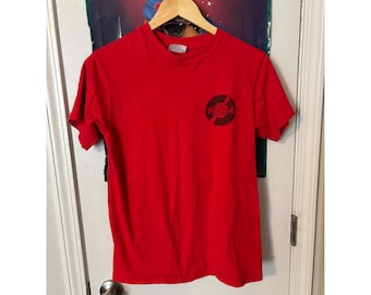 Camiseta vintage de los 80 Beefy-T Rock-Ola Cafe roja con estampado gráfico, talla M para hombre, fabricada en EE. UU.