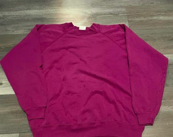 Vintage Hanes Activewear Magenta Purple Sweatshirt XL Made in USA 90s Raglan