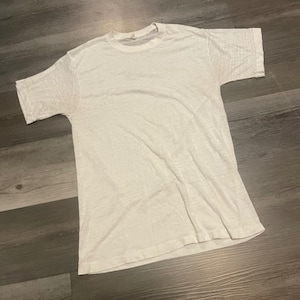 Vintage BVD weißes T-Shirt Herren XL 46-48 Single Stitch 50/50 Blank Rundhals-T-Shirt