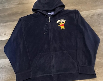 Disney Winnie Pooh Tigger Eeyore Fleece Zip Hoodie Navy Blau Herren XL