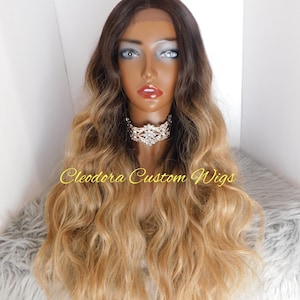 Wig Rita/Machine Sewn Luxury Synthetic Wig/Wig length 22 inches/6inches Middle Deep-part Lace front Wig/Fits head Circumference 22-23inches