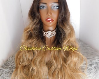 Ombre Blonde Body Wave Wig: 20" Synthetic Lace Front Wig