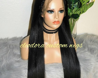 Handmade Raw Cambodian Human Hair Wig: 24 inch Straight Lace Frontal