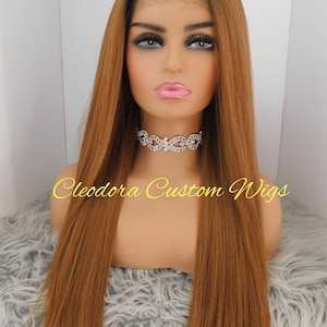 Wig Bambi 2/Luxury Synthetic Wig/Straight Golden Blonde colored Wig with Black root/Wig Length 20inches/Fits Head Size 21-23”