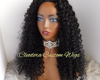20" U-Part Wig: Handmade Raw Cambodian Steam Curly Human Hair