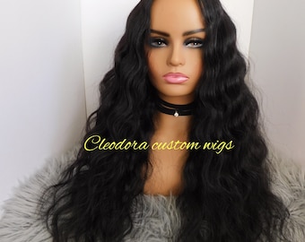 Handmade U-Part Wig: Raw Cambodian Virgin Human Hair, Loose Wave 24 Inch